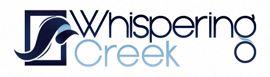 The image is a logo for Whispering Creek.